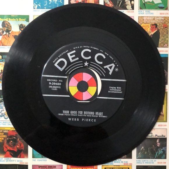 Webb Pierce Your Good For Nothing Heart Vinyl 45 Record '55 - Picture 2 of 6